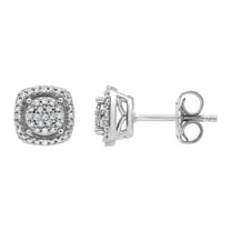 Beyond Brilliance 1/10 Ct Round Cut Diamond Cluster Halo Stud Earrings in Sterling Silver (J-K, I3)