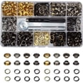 thumbnail image 1 of DEBGFS 400 Pcs 4 Colors Brass Grommet Set, 6mm Inner Diameter Tool with Setting Tool, Canvas, Garment, Auto Backing Tool, 1 of 5