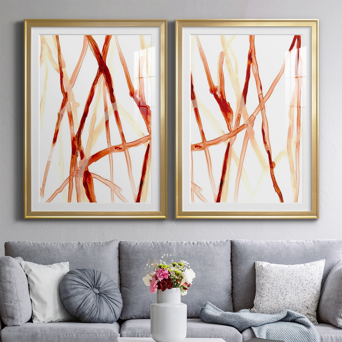 Wexford Home Runnel V Premium Framed Print, 30.5" x 42.5" - Ready to Hang, Gold (Set of 2)