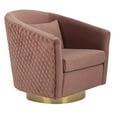 thumbnail image 5 of SAFAVIEH Couture Clara Contemporary Velvet Quilted Swivel Tub Chair, Dusty Rose, 5 of 10