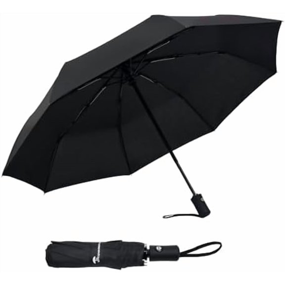 Windproof Travel Umbrellas for Rain - Easy Auto Open Close, Durable & Compact Umbrella, Strong Fiberg Frame, Waterproof Canopy - Backpack, Purse, Portable Umbrella for Travel