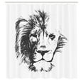 thumbnail image 3 of Ambesonne Tattoo Shower Curtain, Sketchy Jungle Lion, 69"Wx84"L, Grey and White, 3 of 5