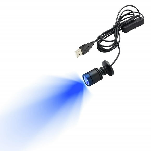 FSLiving 1W Mini LED Spotlight 360° Rotatable Dimmable Breathable Lighting Black Shell with 6.5 Ft USB Dimmable Cable for Accent Lighting Cartoon Showcase Cabinet Lego Model,Blue - 1 Light