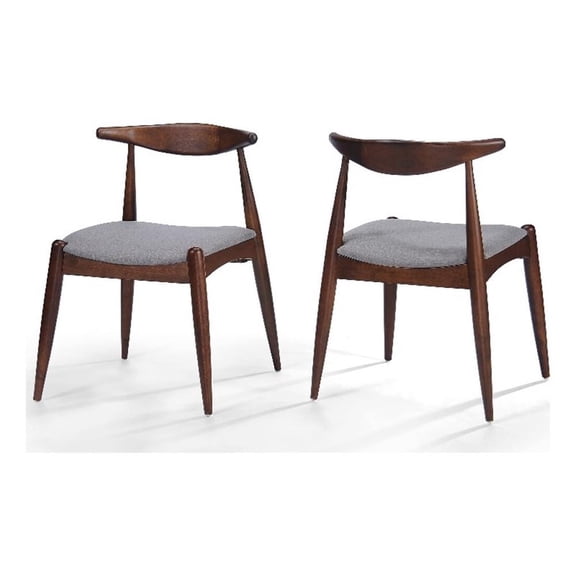 Benjara Syma Dining Side Chair Set of 2- Open Curved Back- Dark Brown Wood