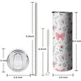 thumbnail image 5 of 20oz Pink Butterfly Star Floral Peach Pattern Skinny Tumblers Stainless Steel Tumbler with Lid and Straw,Vacuum Insulated Double Wall Travel Tumbler Cups with Cleaning Brush for Coffee,Tea, 5 of 6