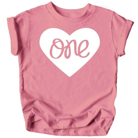 

One in Heart 1st Birthday Shirt for Baby Girls First Birthday Outfit Mauve Shirt