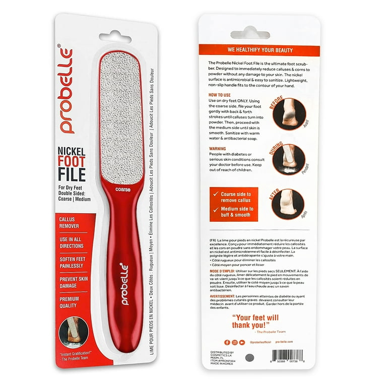 Probelle Nickel Foot File, Foot Scrubber, Red 