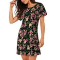 thumbnail image 2 of Lsque Rose Flowers Pattern Nightgowns for Women Sleep Shirts Short Sleeve Nightshirt Pullover Nightdress Soft Sleepwear Relaxed Fit Nightdress, 2 of 6