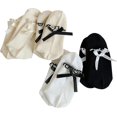 thumbnail image 5 of Nvzi Womens Bow Socks Ruffle Casual Crew Black Whitte Soft Breathable Cotton 4 Pairs Socks, 5 of 5