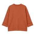 thumbnail image 4 of ABSUYY Women's Everyday Casual Waffle Knit Tunic, 3/4 Sleeve Crew Neck Relaxed Fit Shirt Top, Orange, XL, 4 of 9