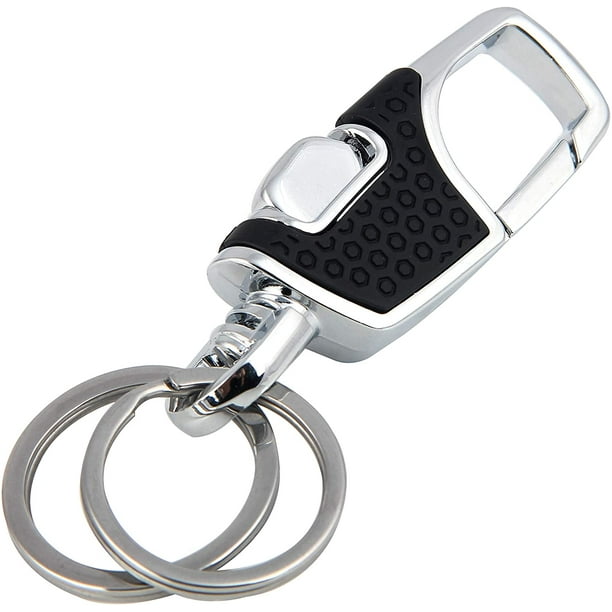 2 Key Rings Heavy Duty Stainless Steel Car Keychain for Men and