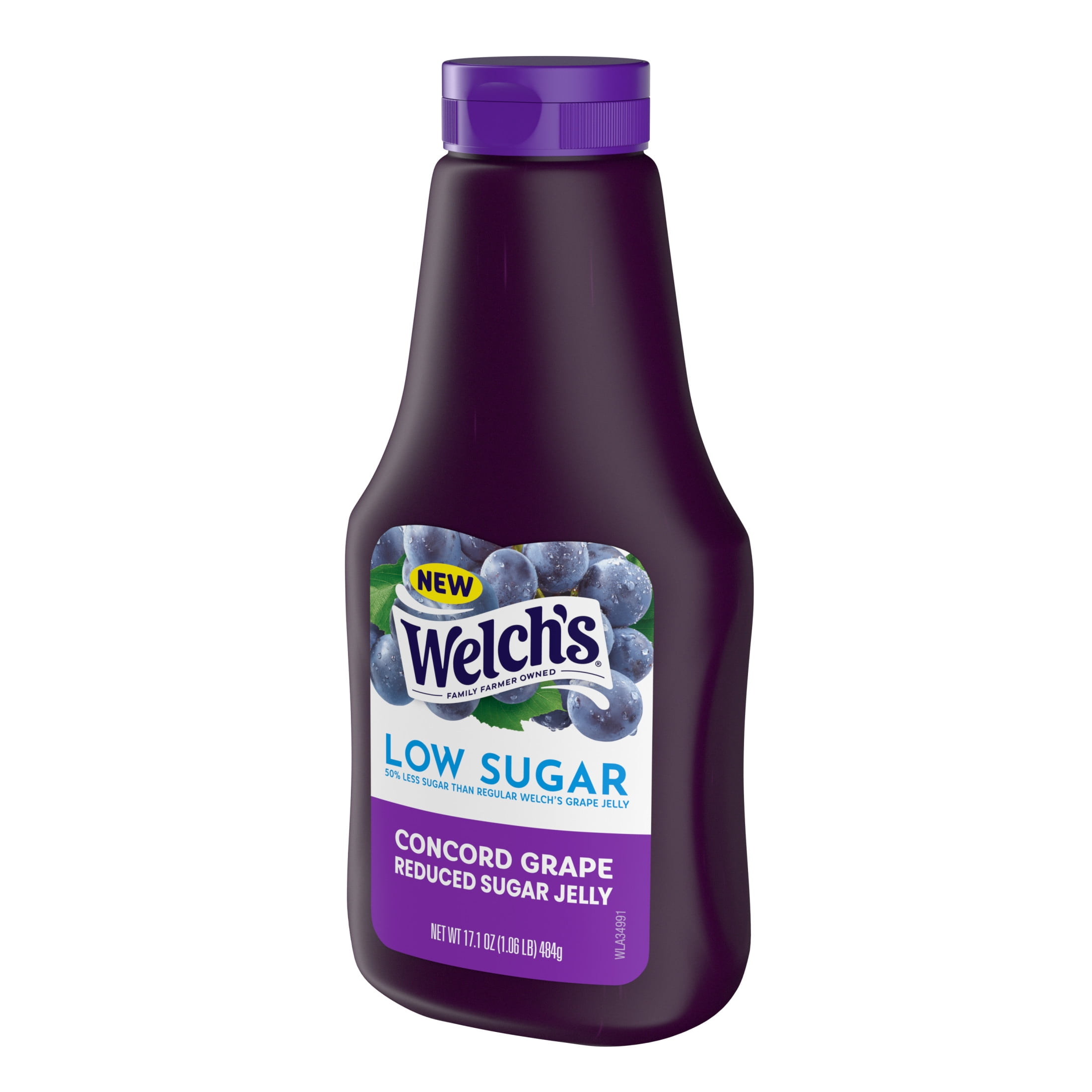 Welch's Concord Grape Low Sugar Jelly, 17.1 oz Squeeze Bottle