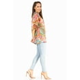 thumbnail image 3 of Sakkas Marina Women's Casual Short Sleeve Blouse Top Tunic Loose Floral Round Neck - 554-Multi - L/XL, 3 of 5