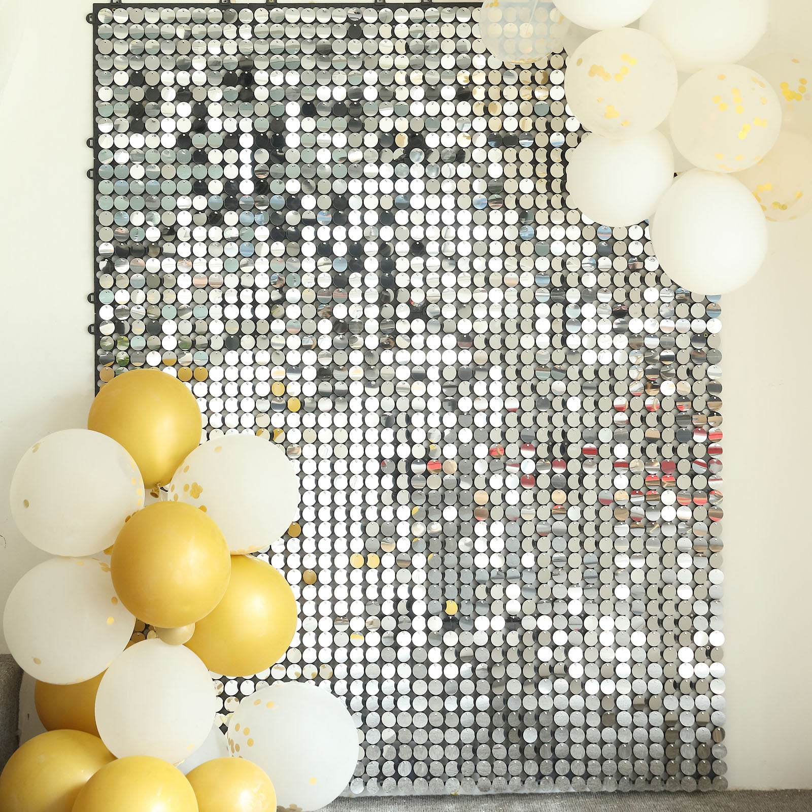 Efavormart 10 Panels Ritzy Silver Sequin Shimmer Wall Backdrop Panels