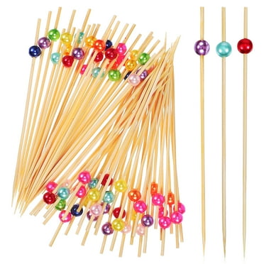 200 Pcs Drinks Bamboo Toothpick Colorful Pearl Picks Fancy Toothpick Appetizing Skewer