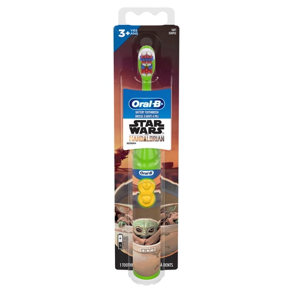 Oral-B Kid's Battery Toothbrush Featuring Lucasfilm's Mandalorian, Full Head, Soft, for Children 3 