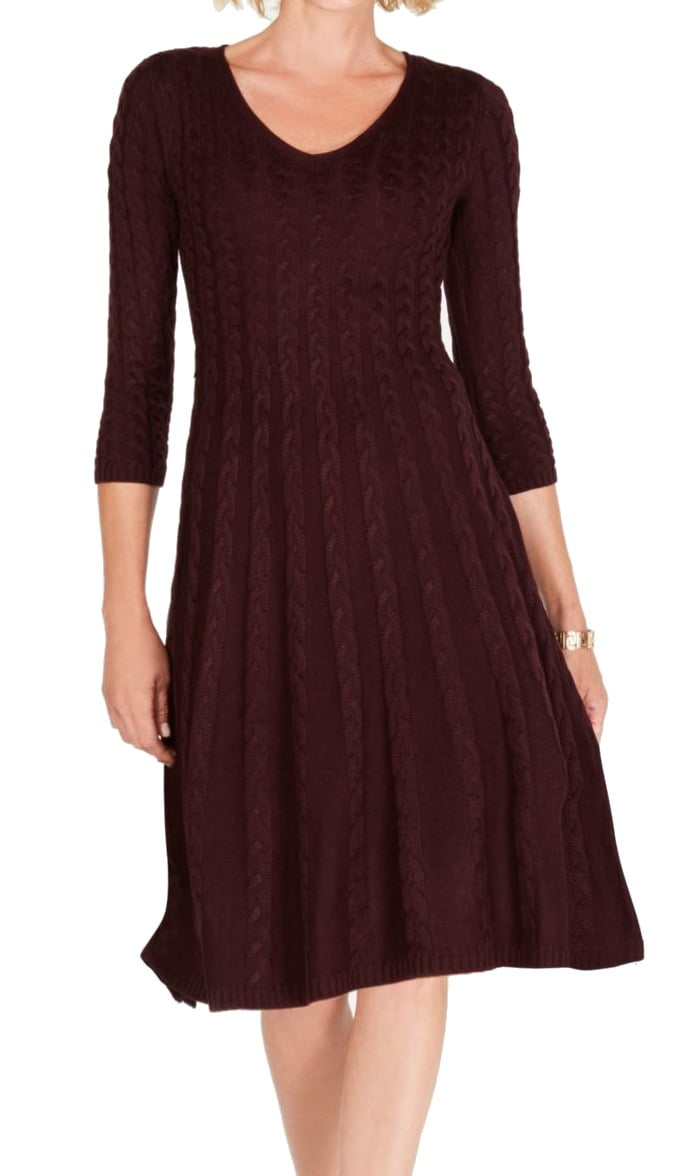 Jessica Howard JESSICA HOWARD Womens Purple Cable Knit Sweater 3/4