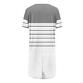 thumbnail image 5 of Womens Tops Plus Size Short Sleeved Stripe V-Neck Printed Double Pocket Pullover T-shirt Gray XL, 5 of 6