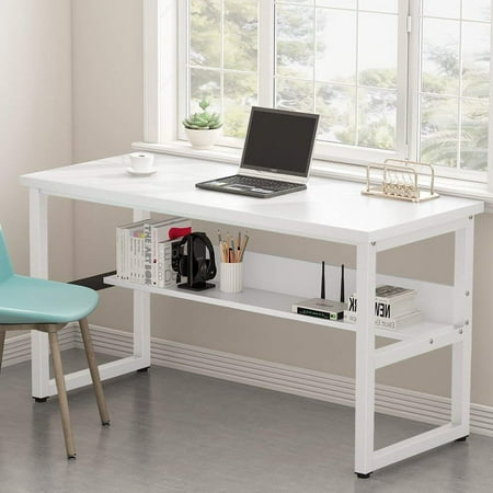 Tribesigns Computer Desk With Bookshelf 55 Simple Modern Style