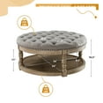 thumbnail image 6 of 36" Round Ottoman, Tina's Home Open Shelf Storage Botton Nailhead Solid Wood Leg Living Room Grey, 6 of 6