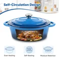 thumbnail image 3 of 4.5 QT Enameled Cast Iron Oval Dutch Oven Nonstick Soup Pot with Self-Basting Lid Heat Resistant 500°F for All Stovetops Induction Gas Grill, Oven & Refrigerator Safe, 3 of 6