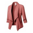 thumbnail image 2 of Fangasis Women Blazer Solid Color Blazers Lapel Neck Business Jacket Ladies Soft Cardigan Jackets Comfy Party Formal Coat Pink XXL, 2 of 3
