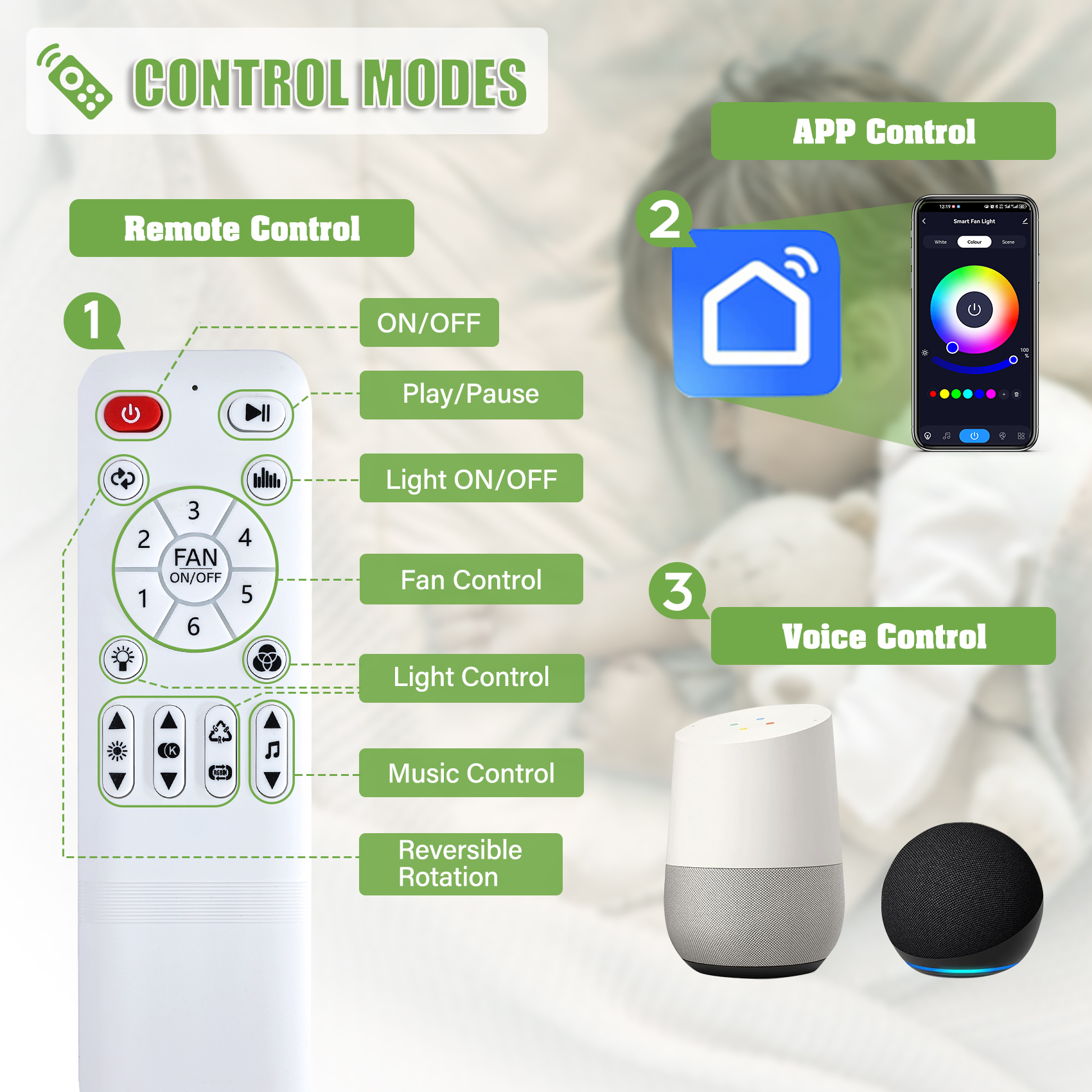 TCFUNDY 20" Smart Ceiling Fan w/ Light, RGB & LED, Smart Control Compatible with Voice Assistant Alexa/Google/Siri, Built-in Bluetooth Speaker, Bladeless Fan w/ 6 Speeds & Reversible, White