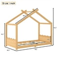 thumbnail image 2 of Harper & Bright Designs Twin Size Floor Bed with Support Slats, Wood House Bed with Headboard and Footboard for Boys and Girls, Natural, 2 of 10