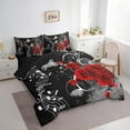 thumbnail image 2 of Erosebridal Red Rose Flower Butterfly Bedding Full Size, Musical Notes Melody Quilted Comforter, Super Cozy 7 Pieces, 2 of 5