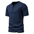 thumbnail image 2 of Hvyesh Men Big and Tall Shirts Casual Button Up Henley T-Shirts Summer Short Sleeve Cotton Shirts Muscle Fit Workout Tshirts, 2 of 5