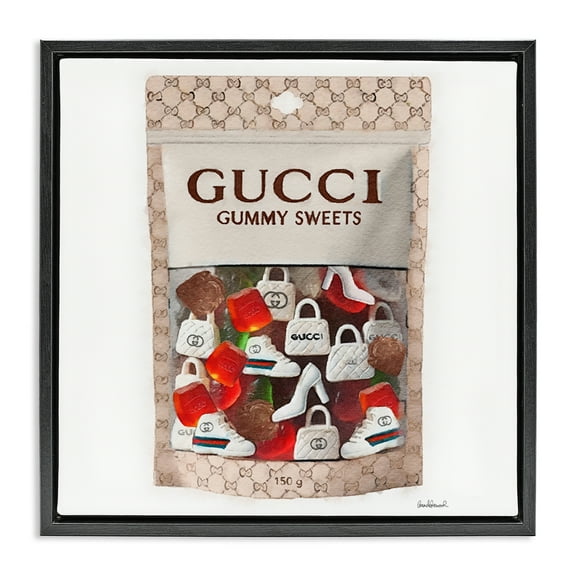Stupell Industries Glam Fashion Candies Fashion Painting Black Floater Framed Canvas Art Print Wall Art, 18 x 18