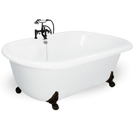 - American Bath Factory T081F-OB-C Champagne Celine 70 in. White Acrastone Air Bath Tub, Large