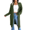 thumbnail image 1 of Cárdigan de punto para mujer, abrigo de punto, color puro, informal, solapa holgada, largo, cárdigan de punto, chaqueta, verde, M, 1 of 6