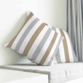 thumbnail image 4 of Throw Pillow Covers 20x20 Inch, Brown Grey Striped Decorative Pillow Cases for Couch Sofa Bed, Geometric Vertical Stripes White Cotton Linen Square Home Decor Pillowcases with Hidden Zipper, 4 of 7