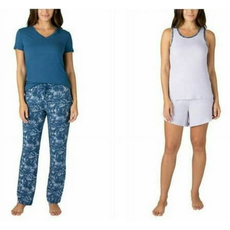Eddie Bauer Ladies' 4-Piece PJ Set, Blue/Lavender Small - NEW