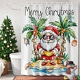 thumbnail image 4 of Santa Claus Ocean Beach Shower Curtain for Bathroom, Coconut Tree Shell Starfish Waterproof Shower Curtains Washable Quick Dry with Hooks Bathtub Curtains 72x72IN, 4 of 9