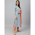 thumbnail image 6 of Janasya Indian Women's Grey Poly Silk Floral Embroidery Kurta with Pant and Dupatta, 6 of 10