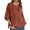 Brick Red, variant on MIXUE Womens Summer Tops Linen Solid Color Striped Round Neck 3/4 Sleeve Loose Pullover Tshirts Streetwear,Red,XL