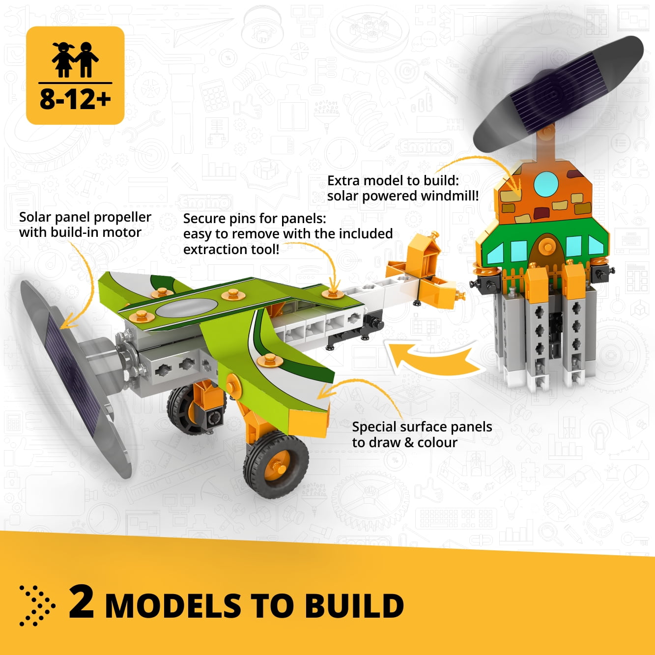 ENGINO Academy of Steam Toys,Solar Plane: Harnessing Solar Energy - STEM Building Toy and Learning Activities and Experiments (2 Model Options)