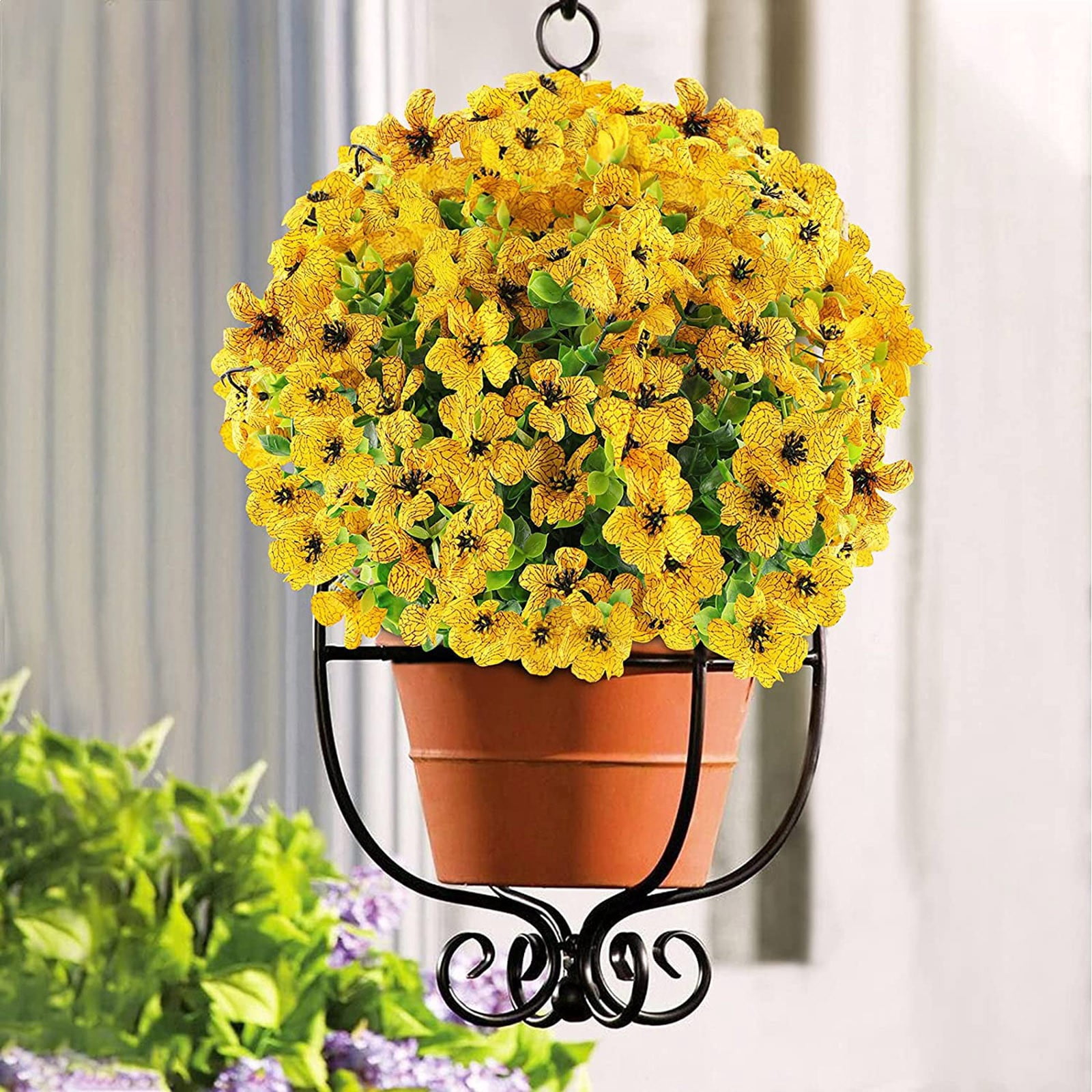 Tkrady 18Pcs Artificial Flowers, Outdoor Flowers for Decoration UV Resistant No Fade Garden Porch Decoration