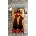 thumbnail image 3 of Ambesonne Cat Quilted Bedspread Set 2 Pcs, Moon in a Starry Sky Love, Twin Size, Sage Green Orange, 3 of 3