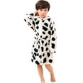 thumbnail image 3 of Godderr Toddler Kids Boys Girls Flannel Robes Cute Pattern Bathrobe Unisex Night-Robe Baby Flannel Hoodie Pajamas Sleepwear Fall Winter Loungewear for 1-10 Years Old, 3 of 7