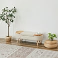 thumbnail image 3 of Wood Ottoman Storage Bench with Rattan,Linen Seat, 3 of 8