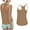 Khaki, variant on Caywon Women's Summer Solid Color Crew Neck Racerback Tank Top with Front & Back Pleats Double Shoulder Straps Breathable Quickly-Dry Top for Yoga Workout Gym Outdoor Wear