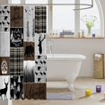 thumbnail image 3 of Bear Deer Shower Curtain, Rustic Cabin Patchwork Bath Curtain 72" W X 72" L, Buffalo Plaid Waterproof Bathroom Curtains Farmhouse Cowboy Woodland Bathroom Accessories Teens Women, Brown Gray, 3 of 4