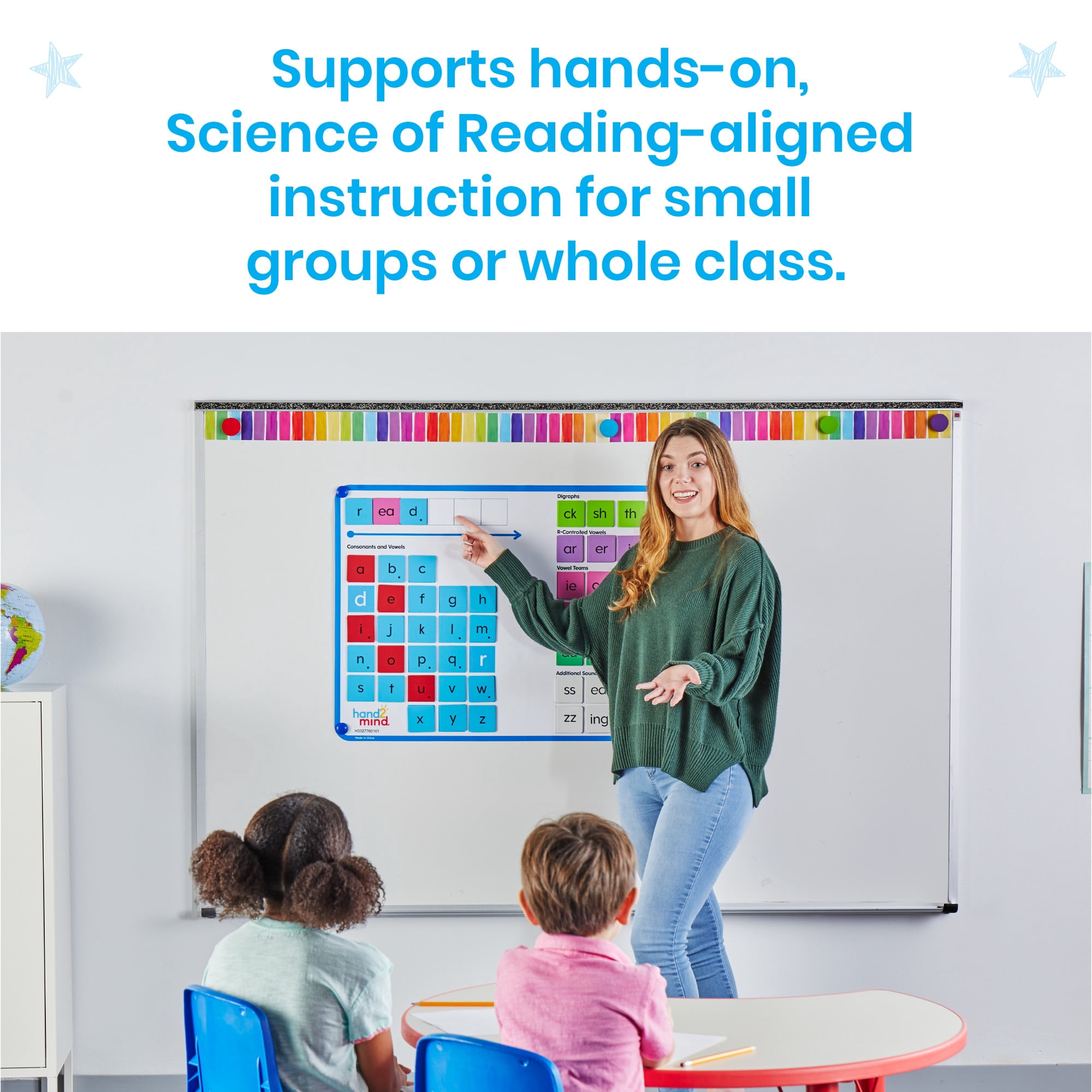hand2mind Advancing Phonics Word Work Demonstration Set, Poster with 108 Phonics Tiles