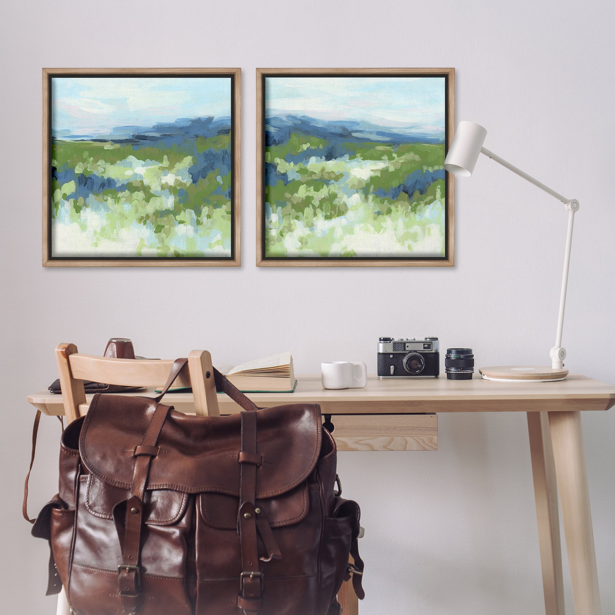 Stupell Industries Abstract Overgrown Field Landscape & Nature Painting Brown Floater Framed Canvas Art Print Wall Art, 25 x 25, Set of 2
