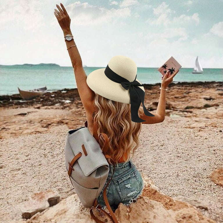 Women Fashion Summer Bow Straw Foldable Hat Beach Sun Protection Hats Caps Mens Dodger Gear Local Hat Men Accessories Fashion United Postal Service