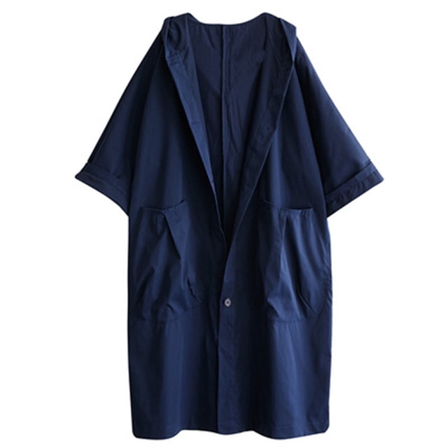 Women's Plus Size Military Trench Coat, Longline Utility Style Jacket With Hood For Fall And Winter