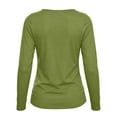 thumbnail image 3 of Warop Long Sleeve Shirts for Women Solid Color Patchwork Low V Neck Basics Crop Tops Casual Slim Fitted Fall Outfits Clothes, 3 of 5